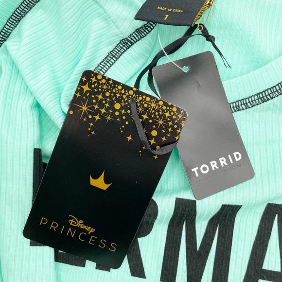 NEW Torrid Disney The Little Mermaid Off Duty Rib Fitted High Neck Tank Size 1X - Picture 7 of 10